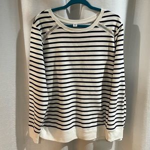 Navy & Cream Striped Sweatshirt | XL
